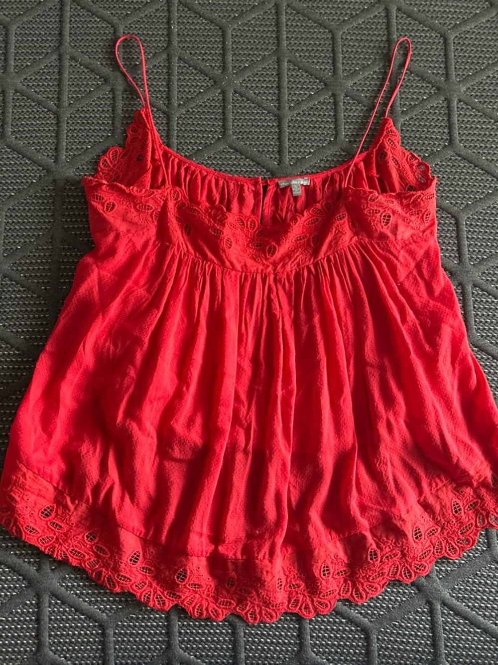 Charlotte Russe Bright Red Lace-Trim Spaghetti Strap Tank
